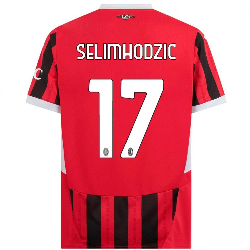 Danxen Enfant Maillot Noa Selimhodzic #17 Rouge Noir Tenues Domicile 2024/25 T-Shirt