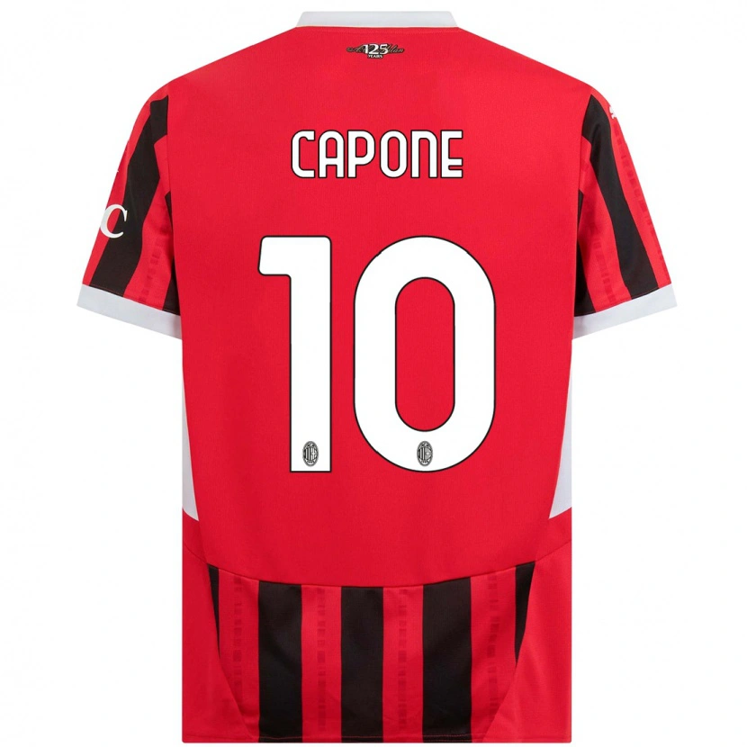 Danxen Enfant Maillot Andrea Capone #10 Rouge Noir Tenues Domicile 2024/25 T-Shirt