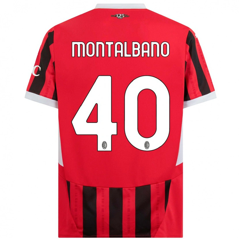 Danxen Enfant Maillot Nicolo Montalbano #40 Rouge Noir Tenues Domicile 2024/25 T-Shirt