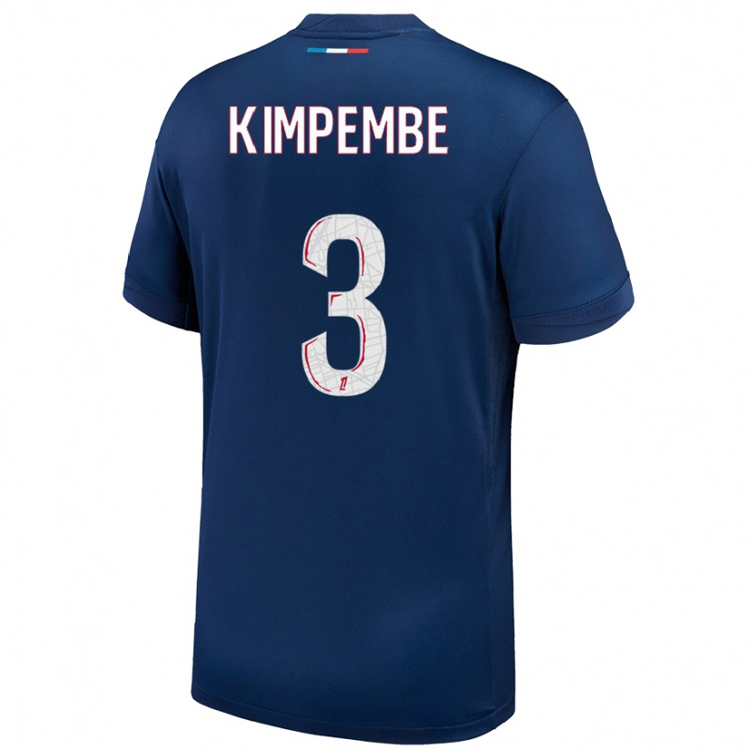 Danxen Enfant Maillot Presnel Kimpembe #3 Bleu Marine Blanc Tenues Domicile 2024/25 T-Shirt