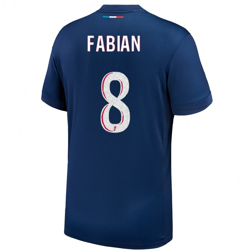 Danxen Enfant Maillot Fabián Ruiz #8 Bleu Marine Blanc Tenues Domicile 2024/25 T-Shirt