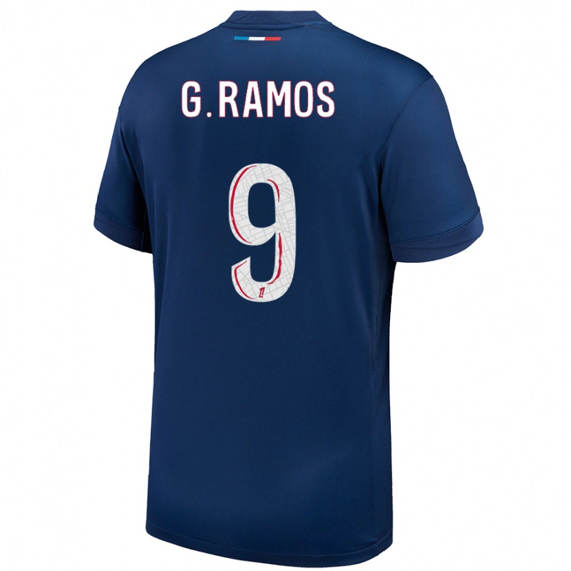 Danxen Enfant Maillot Gonçalo Ramos #9 Bleu Marine Blanc Tenues Domicile 2024/25 T-Shirt