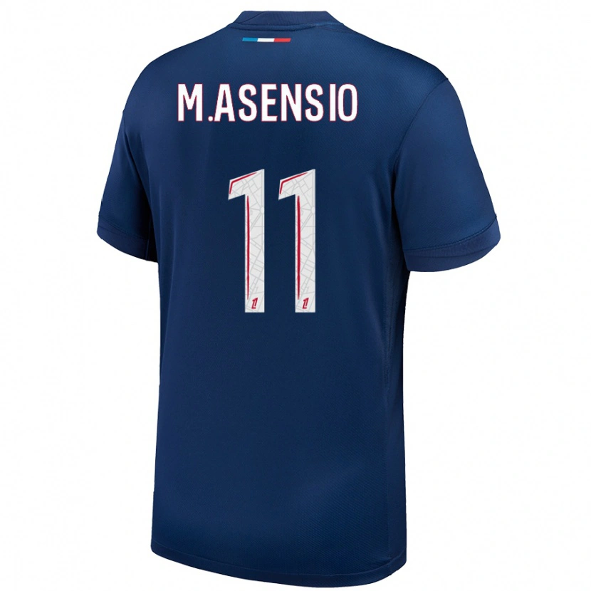 Danxen Enfant Maillot Marco Asensio #11 Bleu Marine Blanc Tenues Domicile 2024/25 T-Shirt