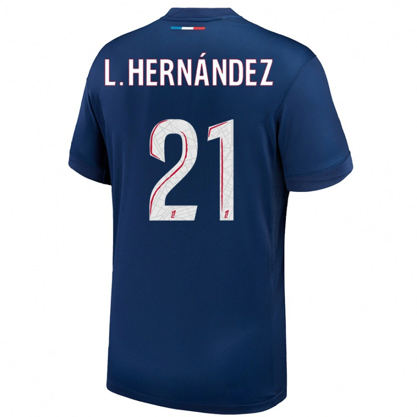 Danxen Enfant Maillot Lucas Hernández #21 Bleu Marine Blanc Tenues Domicile 2024/25 T-Shirt