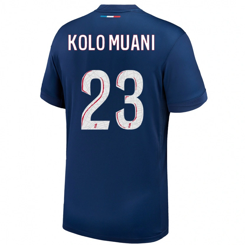 Danxen Enfant Maillot Randal Kolo Muani #23 Bleu Marine Blanc Tenues Domicile 2024/25 T-Shirt