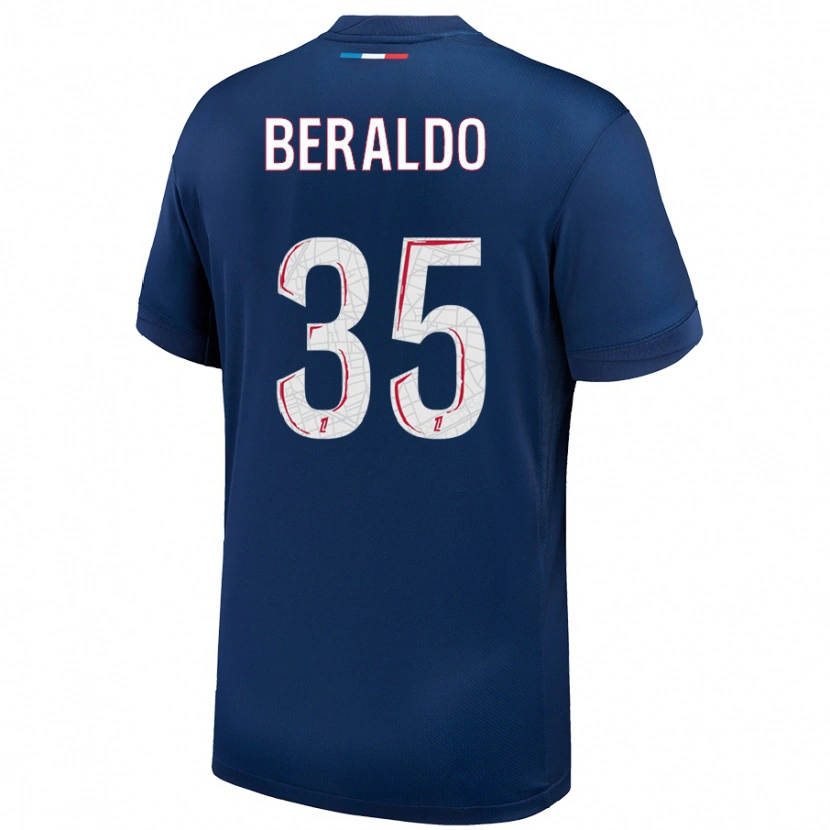 Danxen Enfant Maillot Lucas Beraldo #35 Bleu Marine Blanc Tenues Domicile 2024/25 T-Shirt