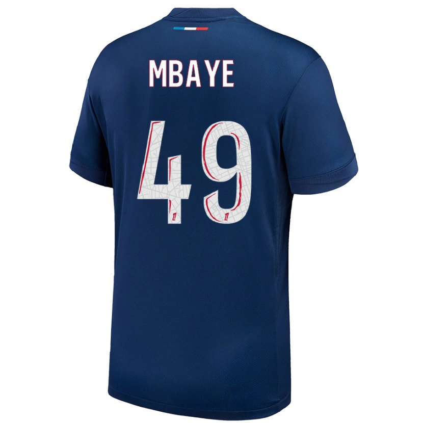 Danxen Enfant Maillot Ibrahim Mbaye #49 Bleu Marine Blanc Tenues Domicile 2024/25 T-Shirt