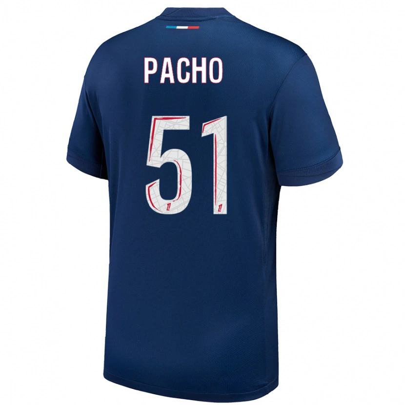 Danxen Enfant Maillot Willian Pacho #51 Bleu Marine Blanc Tenues Domicile 2024/25 T-Shirt