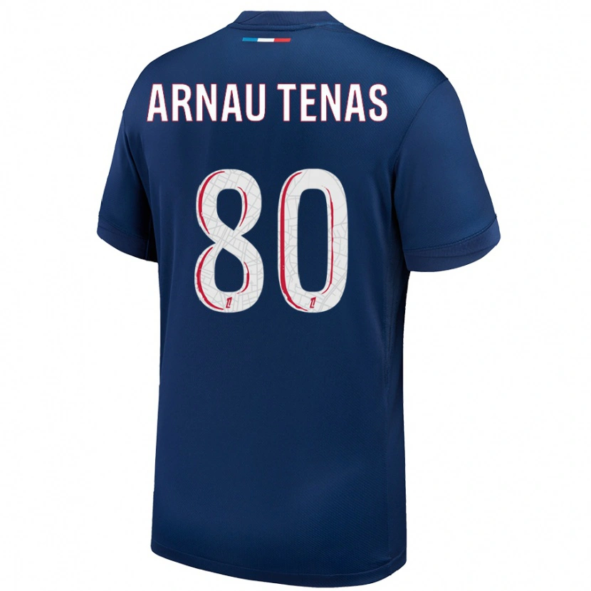 Danxen Enfant Maillot Arnau Tenas #80 Bleu Marine Blanc Tenues Domicile 2024/25 T-Shirt