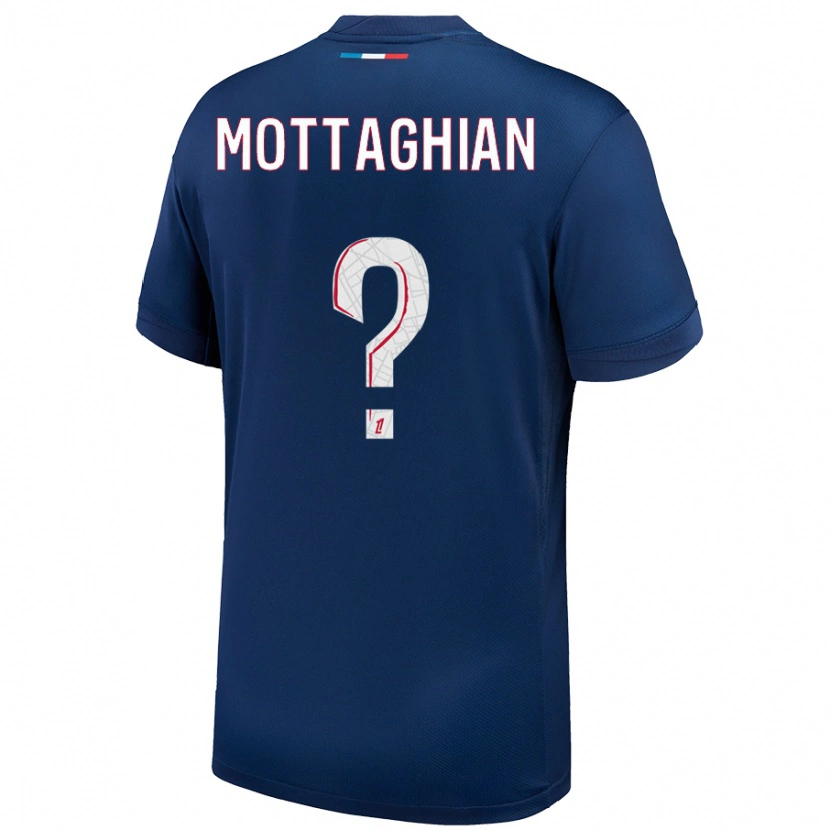 Danxen Enfant Maillot Keyvan Mottaghian #0 Bleu Marine Blanc Tenues Domicile 2024/25 T-Shirt