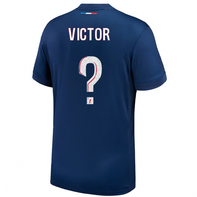 Danxen Enfant Maillot Ayrton Victor #0 Bleu Marine Blanc Tenues Domicile 2024/25 T-Shirt