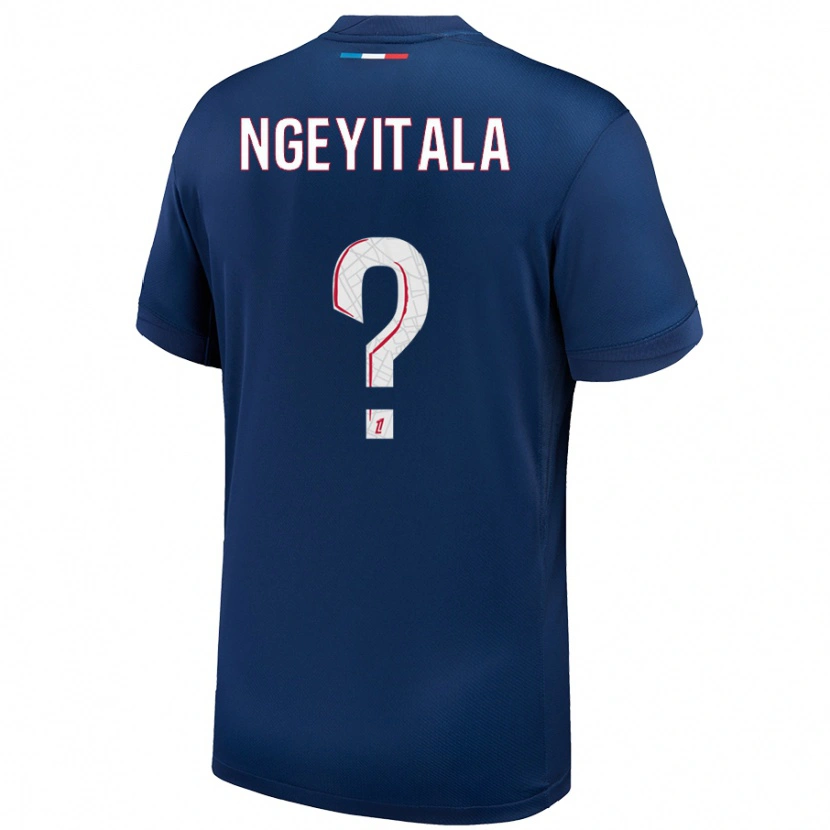 Danxen Enfant Maillot Aurélien Ngeyitala #0 Bleu Marine Blanc Tenues Domicile 2024/25 T-Shirt