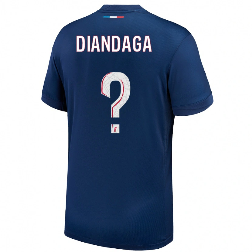 Danxen Enfant Maillot Hermann Diandaga #0 Bleu Marine Blanc Tenues Domicile 2024/25 T-Shirt