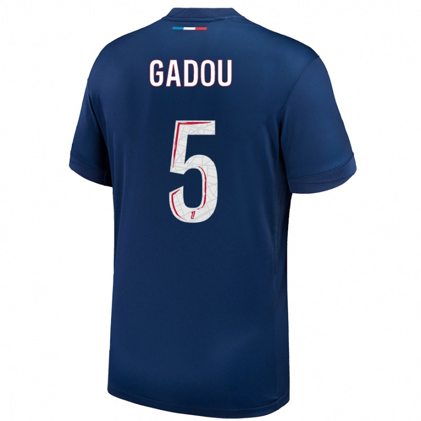 Danxen Enfant Maillot Joane Gadou #5 Bleu Marine Blanc Tenues Domicile 2024/25 T-Shirt