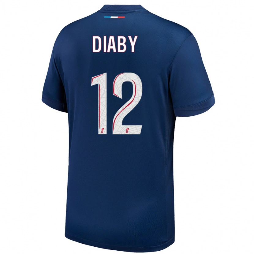 Danxen Enfant Maillot Ibrahima Diaby #12 Bleu Marine Blanc Tenues Domicile 2024/25 T-Shirt