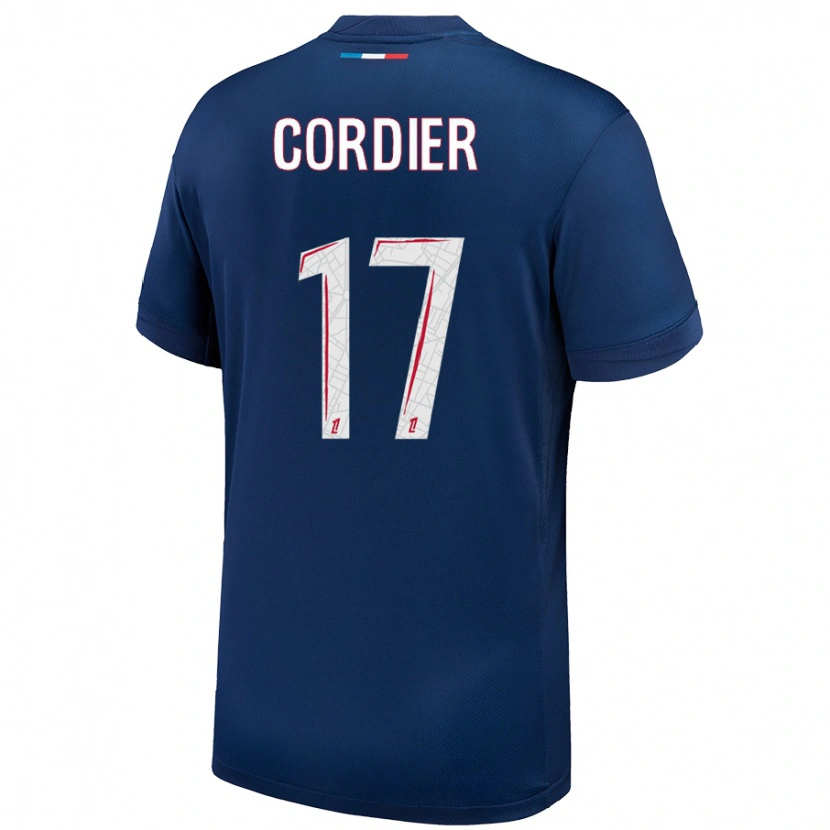 Danxen Enfant Maillot Thomas Cordier #17 Bleu Marine Blanc Tenues Domicile 2024/25 T-Shirt