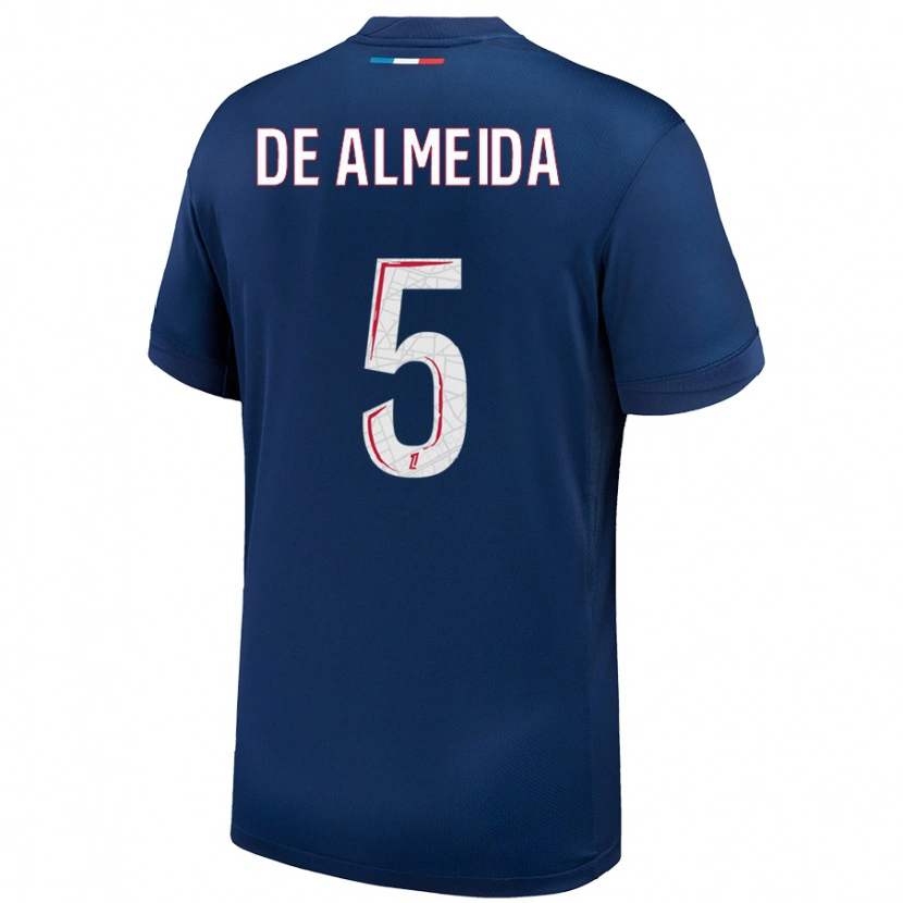 Danxen Enfant Maillot Élisa De Almeida #5 Bleu Marine Blanc Tenues Domicile 2024/25 T-Shirt