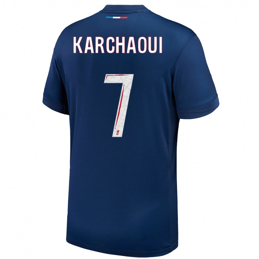 Danxen Enfant Maillot Sakina Karchaoui #7 Bleu Marine Blanc Tenues Domicile 2024/25 T-Shirt