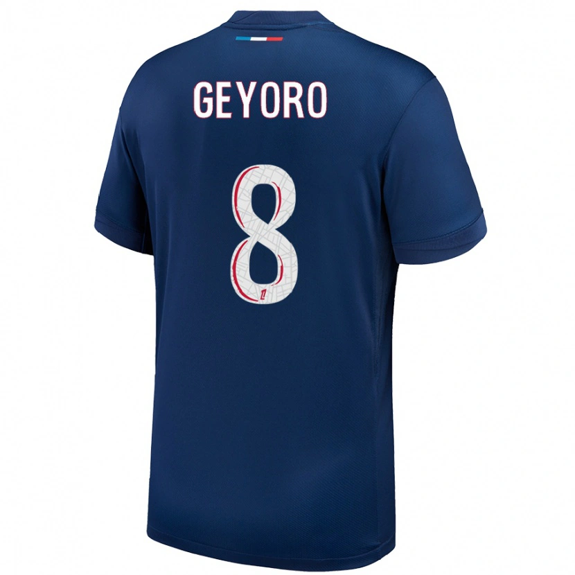 Danxen Enfant Maillot Grace Geyoro #8 Bleu Marine Blanc Tenues Domicile 2024/25 T-Shirt