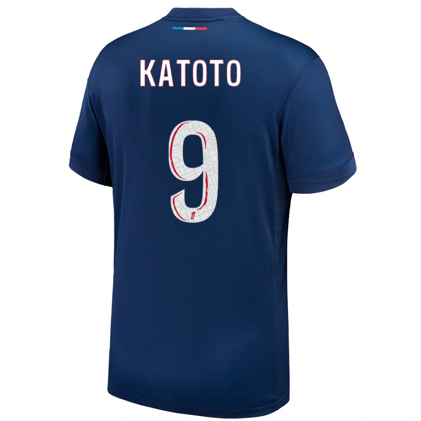 Danxen Enfant Maillot Marie-Antoinette Katoto #9 Bleu Marine Blanc Tenues Domicile 2024/25 T-Shirt