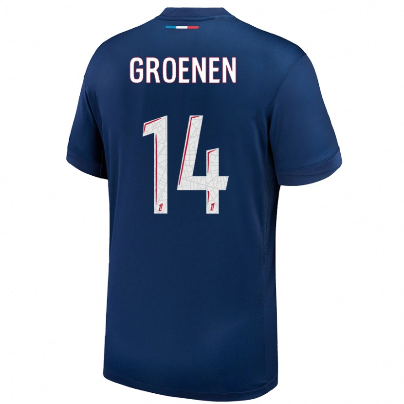 Danxen Enfant Maillot Jackie Groenen #14 Bleu Marine Blanc Tenues Domicile 2024/25 T-Shirt