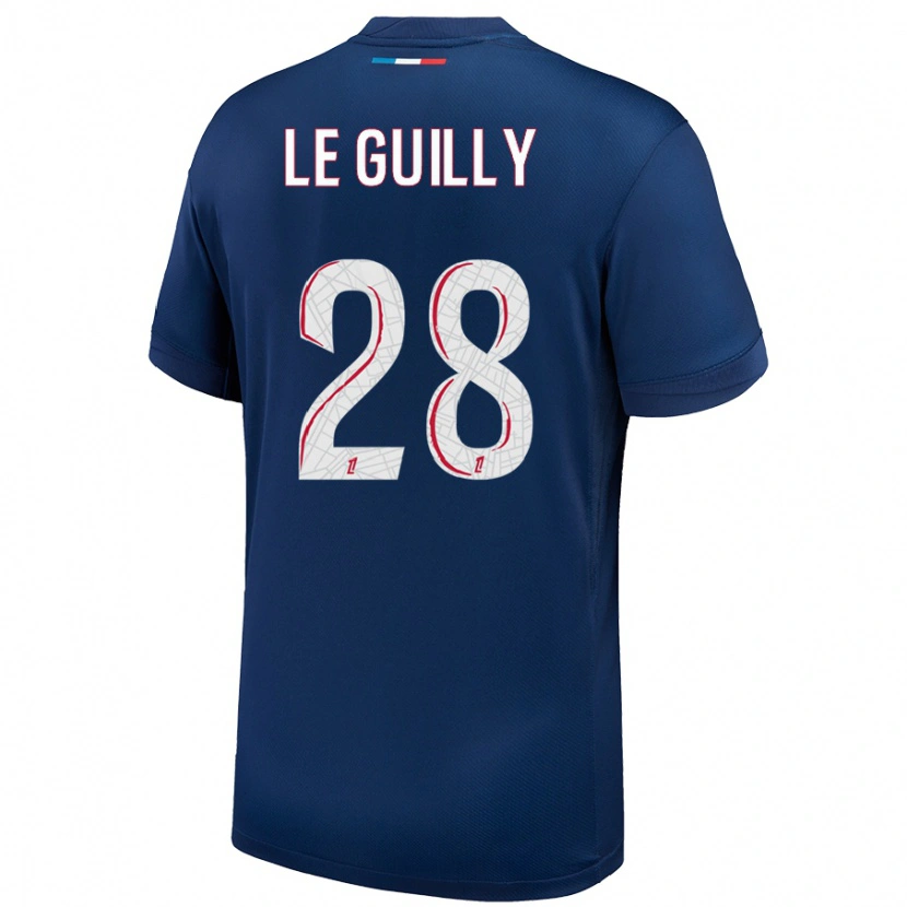 Danxen Enfant Maillot Jade Le Guilly #28 Bleu Marine Blanc Tenues Domicile 2024/25 T-Shirt