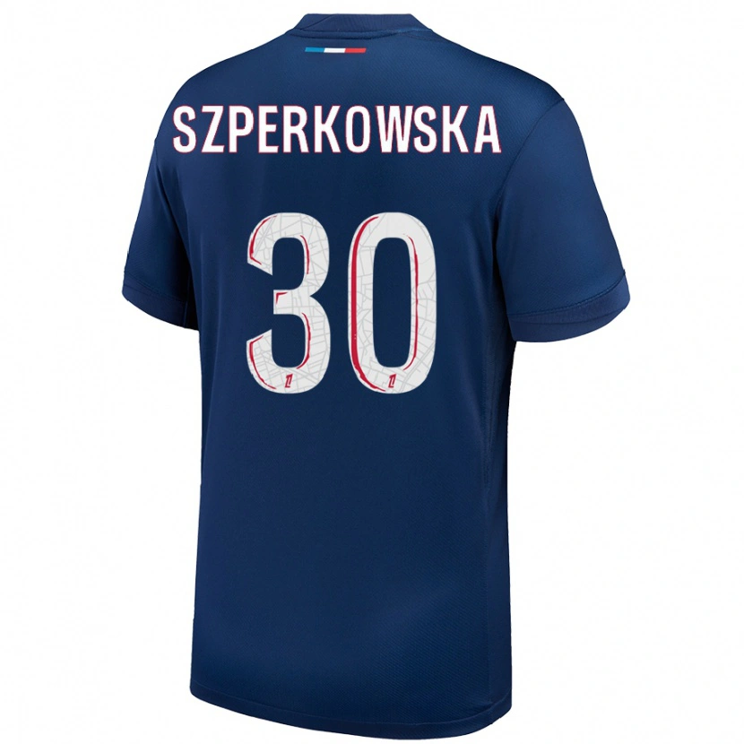 Danxen Enfant Maillot Oliwia Szperkowska #30 Bleu Marine Blanc Tenues Domicile 2024/25 T-Shirt