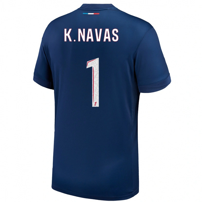 Danxen Enfant Maillot Keylor Navas #1 Bleu Marine Blanc Tenues Domicile 2024/25 T-Shirt