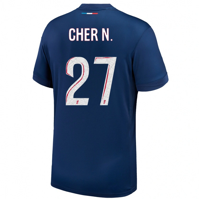 Danxen Enfant Maillot Cher Ndour #27 Bleu Marine Blanc Tenues Domicile 2024/25 T-Shirt