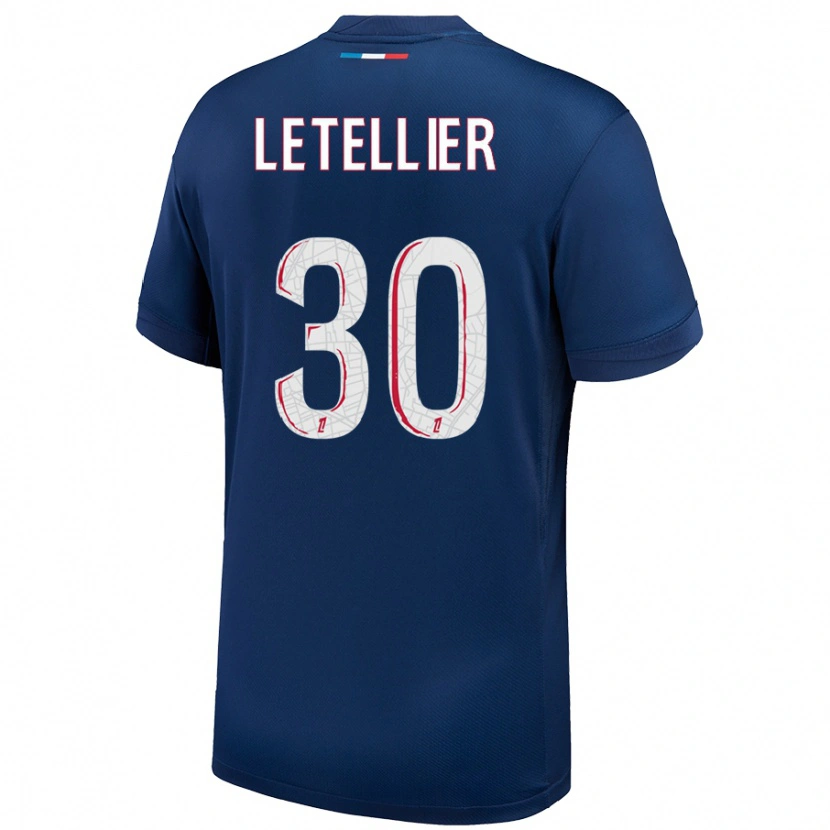 Danxen Enfant Maillot Alexandre Letellier #30 Bleu Marine Blanc Tenues Domicile 2024/25 T-Shirt