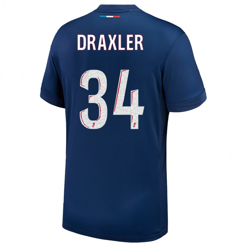 Danxen Enfant Maillot Julian Draxler #34 Bleu Marine Blanc Tenues Domicile 2024/25 T-Shirt