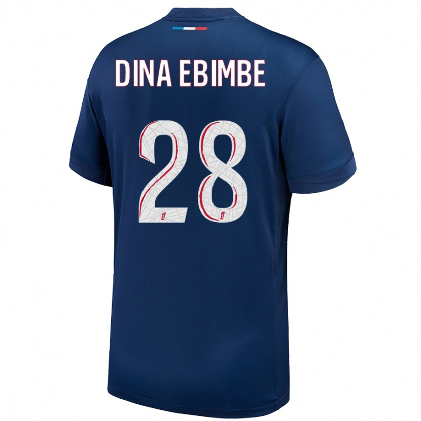 Danxen Enfant Maillot Eric Junior Dina Ebimbe #28 Bleu Marine Blanc Tenues Domicile 2024/25 T-Shirt