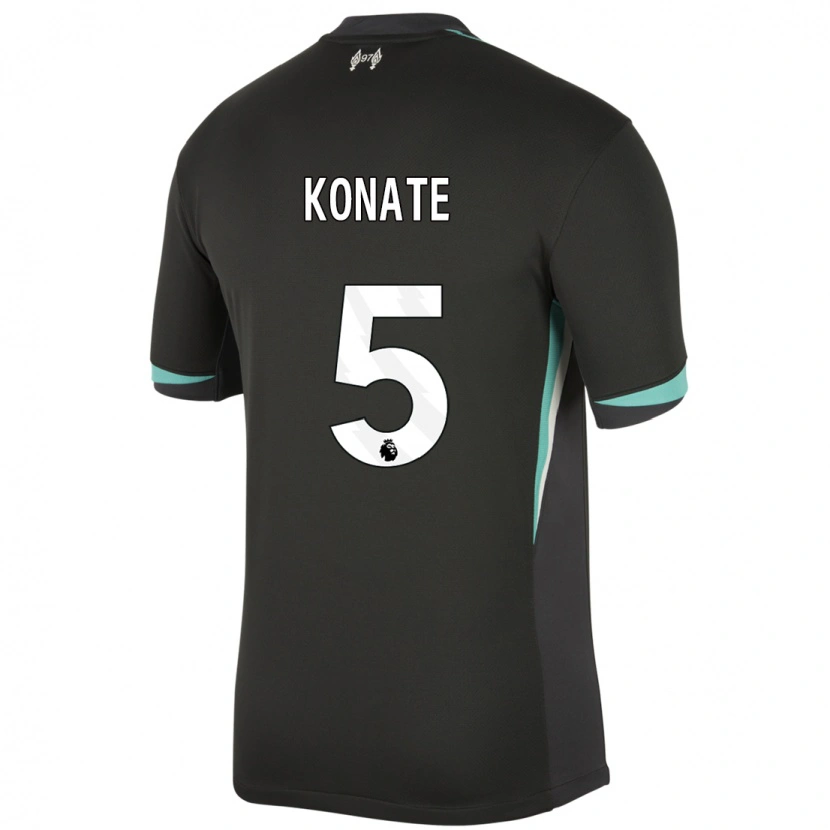 Danxen Enfant Maillot Ibrahima Konaté #5 Noir Anthracite Blanc Tenues Extérieur 2024/25 T-Shirt