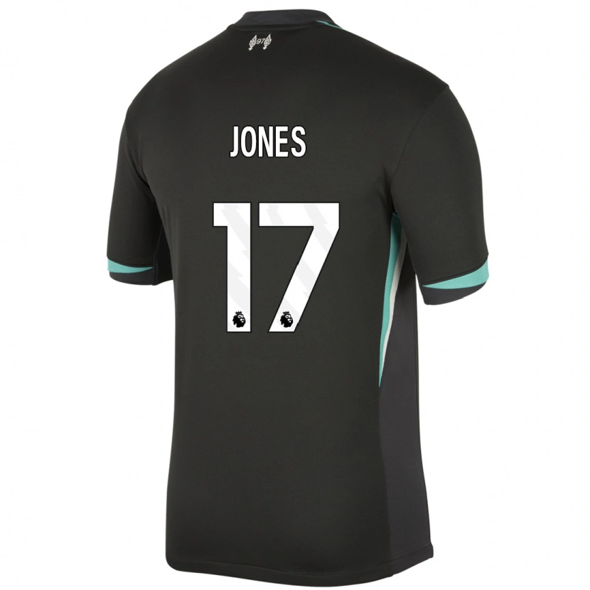 Danxen Enfant Maillot Curtis Jones #17 Noir Anthracite Blanc Tenues Extérieur 2024/25 T-Shirt