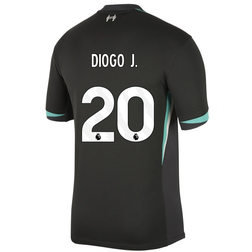 Danxen Enfant Maillot Diogo Jota #20 Noir Anthracite Blanc Tenues Extérieur 2024/25 T-Shirt