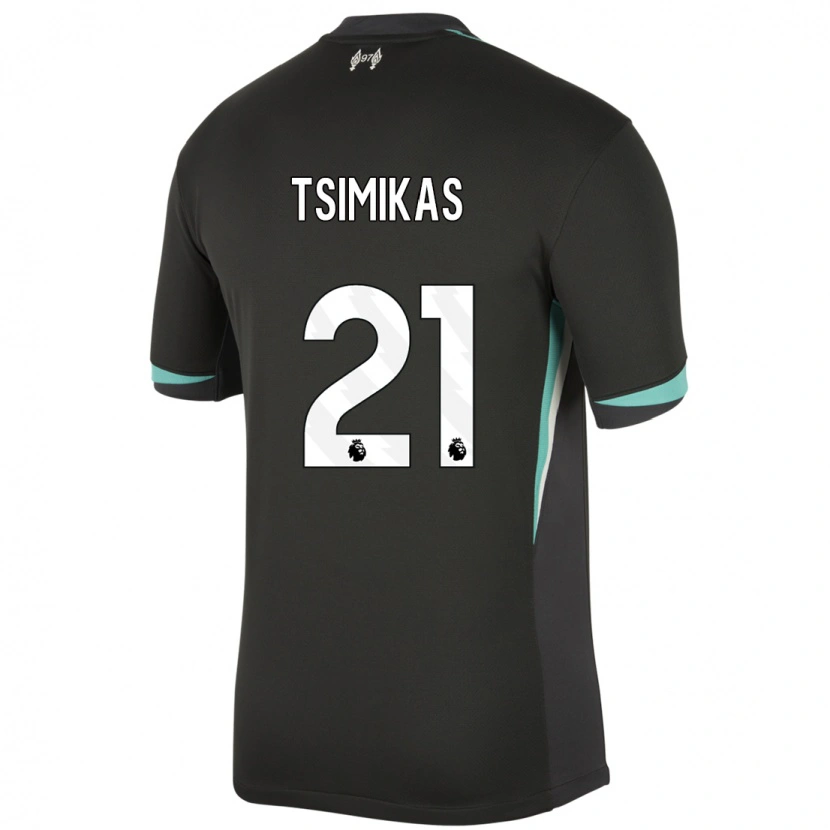 Danxen Enfant Maillot Konstantinos Tsimikas #21 Noir Anthracite Blanc Tenues Extérieur 2024/25 T-Shirt