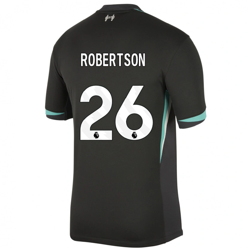 Danxen Enfant Maillot Andrew Robertson #26 Noir Anthracite Blanc Tenues Extérieur 2024/25 T-Shirt