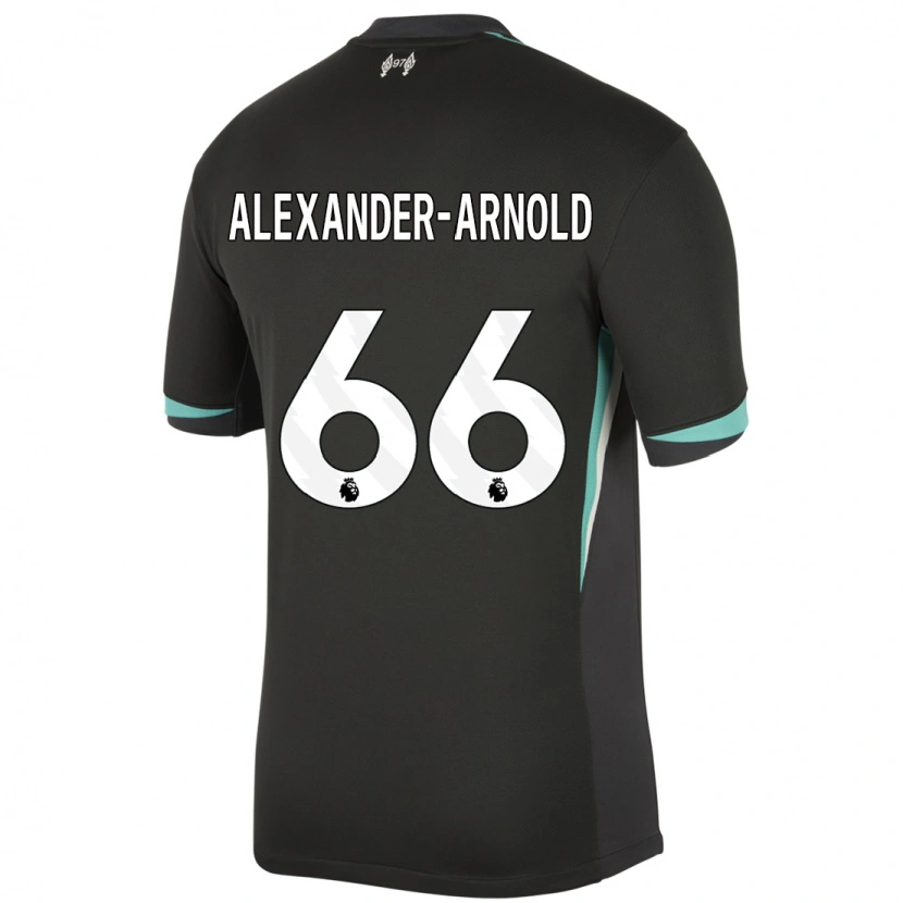 Danxen Enfant Maillot Trent Alexander-Arnold #66 Noir Anthracite Blanc Tenues Extérieur 2024/25 T-Shirt