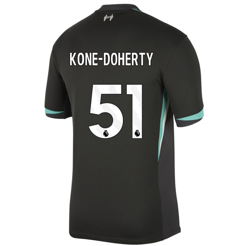 Danxen Enfant Maillot Trent Kone-Doherty #51 Noir Anthracite Blanc Tenues Extérieur 2024/25 T-Shirt