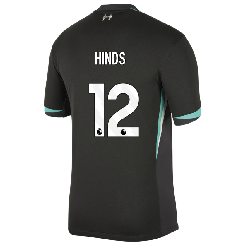 Danxen Enfant Maillot Taylor Hinds #12 Noir Anthracite Blanc Tenues Extérieur 2024/25 T-Shirt