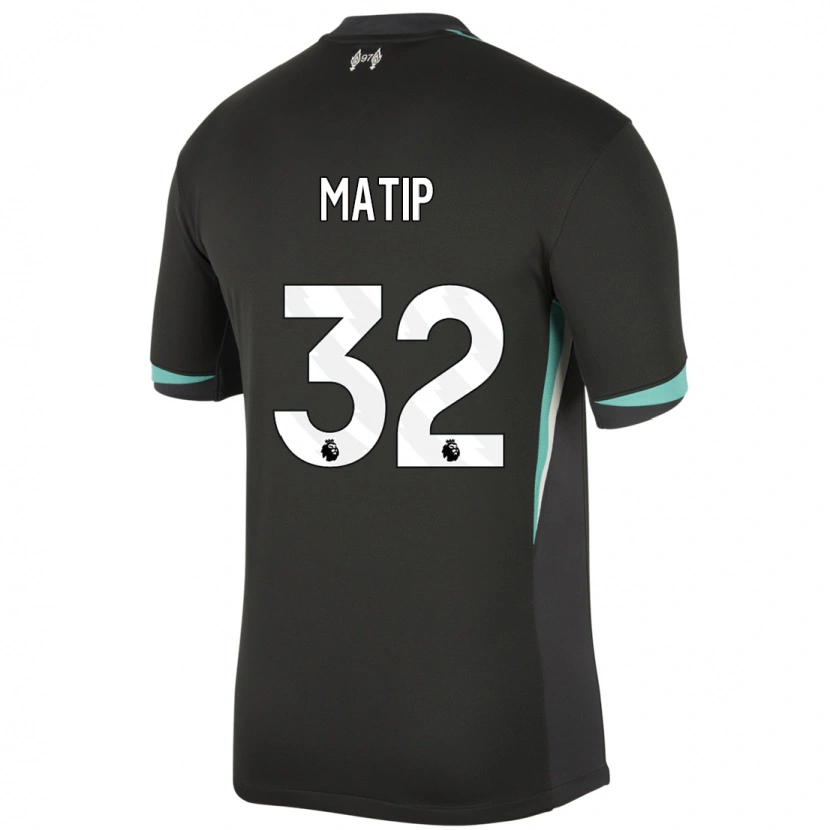 Danxen Enfant Maillot Joel Matip #32 Noir Anthracite Blanc Tenues Extérieur 2024/25 T-Shirt