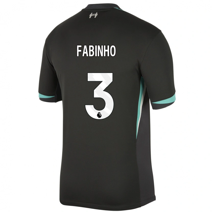 Danxen Enfant Maillot Fabinho #3 Noir Anthracite Blanc Tenues Extérieur 2024/25 T-Shirt