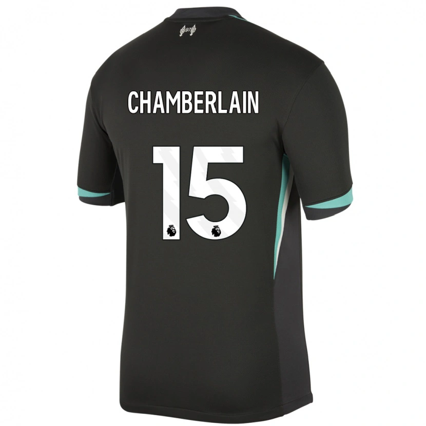 Danxen Enfant Maillot Alex Oxlade Chamberlain #15 Noir Anthracite Blanc Tenues Extérieur 2024/25 T-Shirt