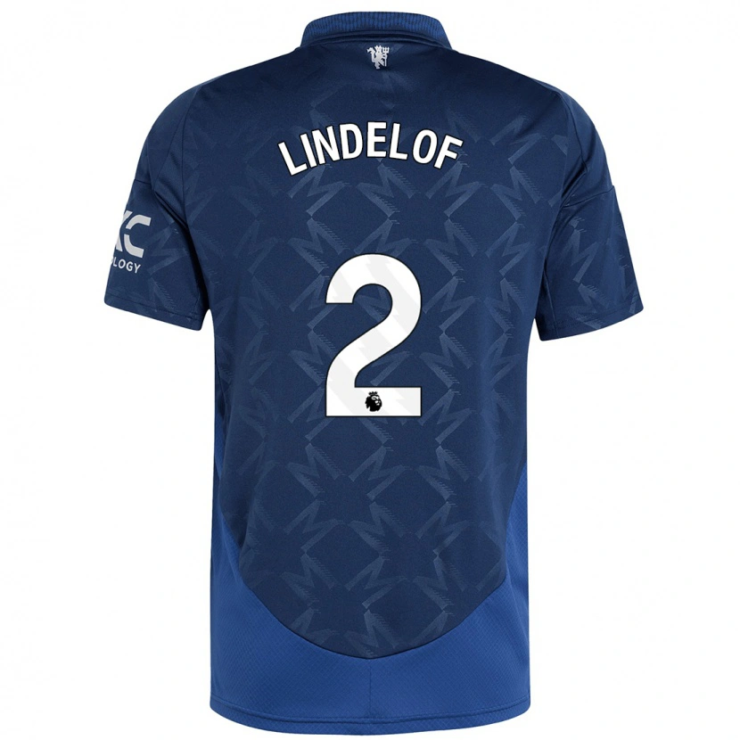 Danxen Enfant Maillot Victor Lindelöf #2 Indigo Tenues Extérieur 2024/25 T-Shirt