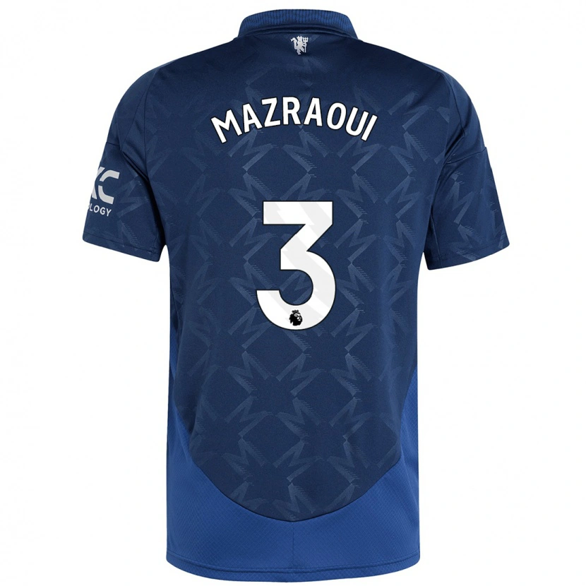 Danxen Enfant Maillot Noussair Mazraoui #3 Indigo Tenues Extérieur 2024/25 T-Shirt