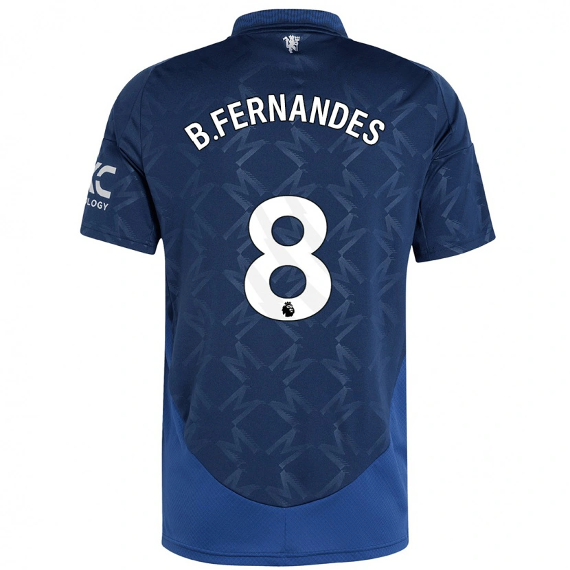 Danxen Enfant Maillot Bruno Fernandes #8 Indigo Tenues Extérieur 2024/25 T-Shirt