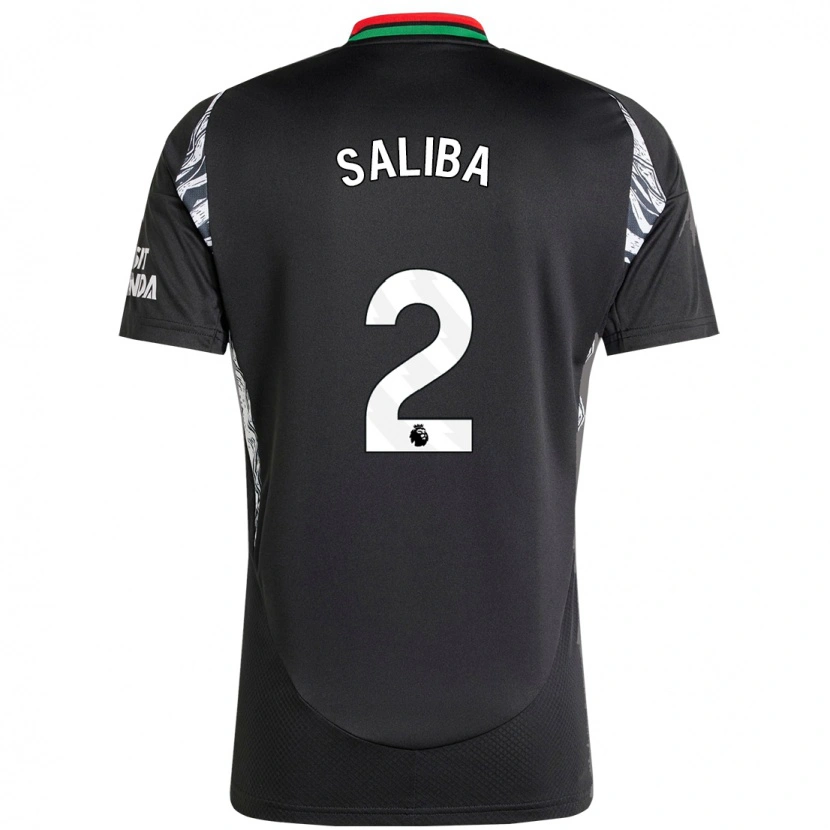 Danxen Enfant Maillot William Saliba #2 Noir Tenues Extérieur 2024/25 T-Shirt