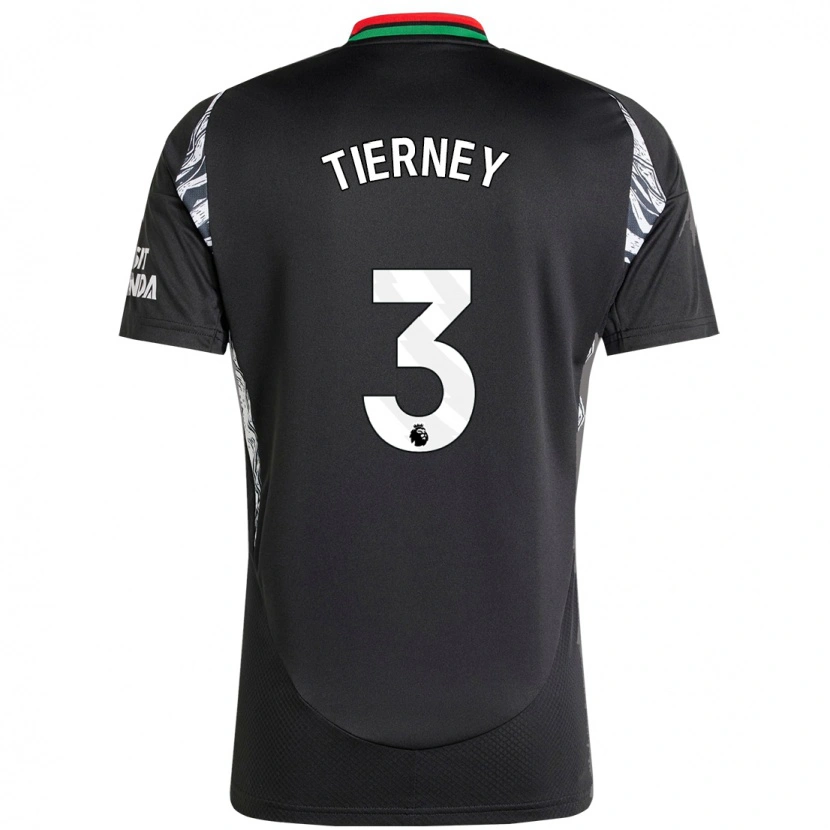 Danxen Enfant Maillot Kieran Tierney #3 Noir Tenues Extérieur 2024/25 T-Shirt