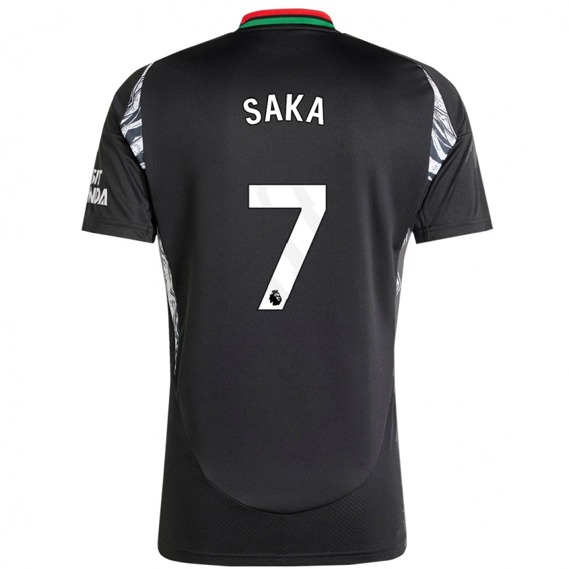 Danxen Enfant Maillot Bukayo Saka #7 Noir Tenues Extérieur 2024/25 T-Shirt