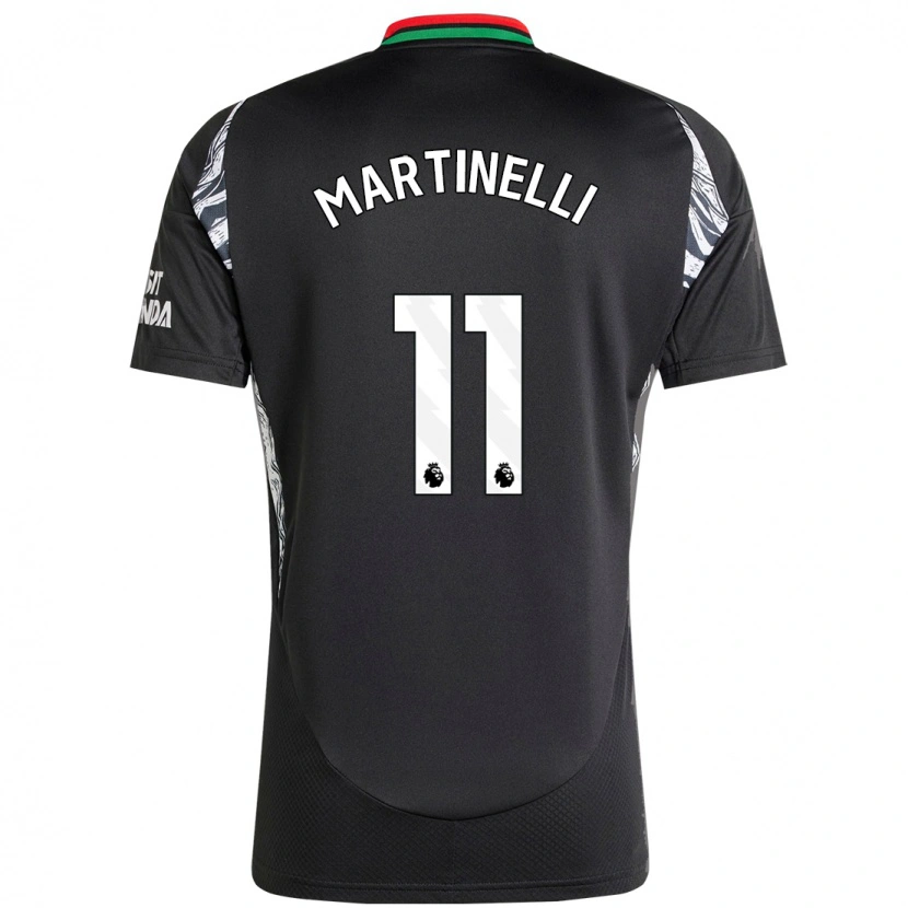 Danxen Enfant Maillot Gabriel Martinelli #11 Noir Tenues Extérieur 2024/25 T-Shirt